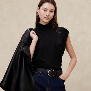 Vintage 80s black sleeveless knit top